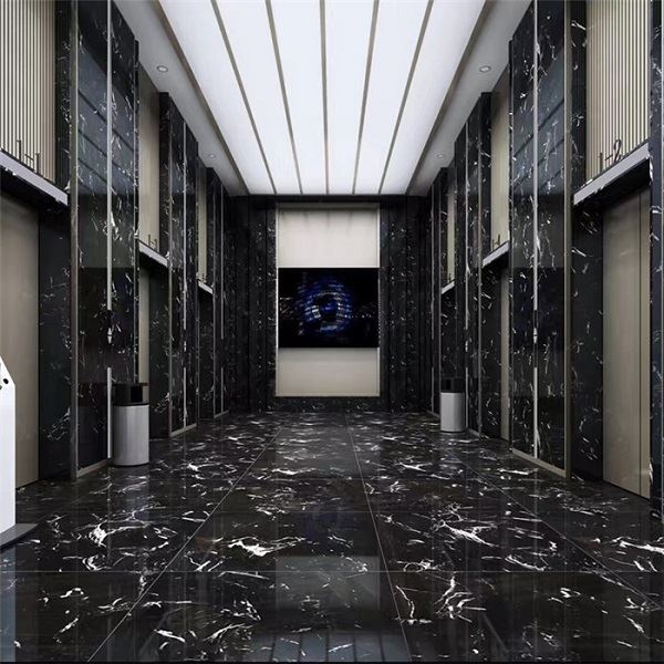 black marble effect floor tiles for plaza