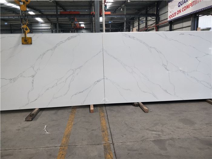 calacatta storm quartz slab bathroom top
