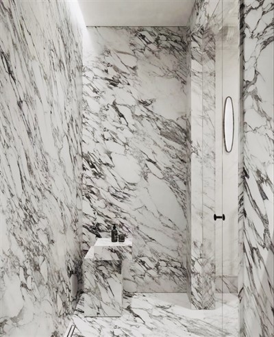 Arabescato márvány fürdőszoba