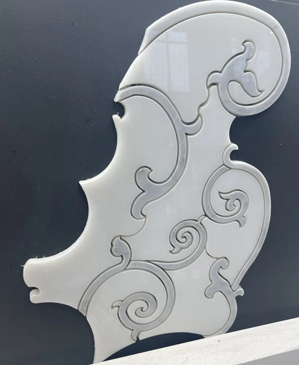 Water Jet Mosaic White Marble Tile